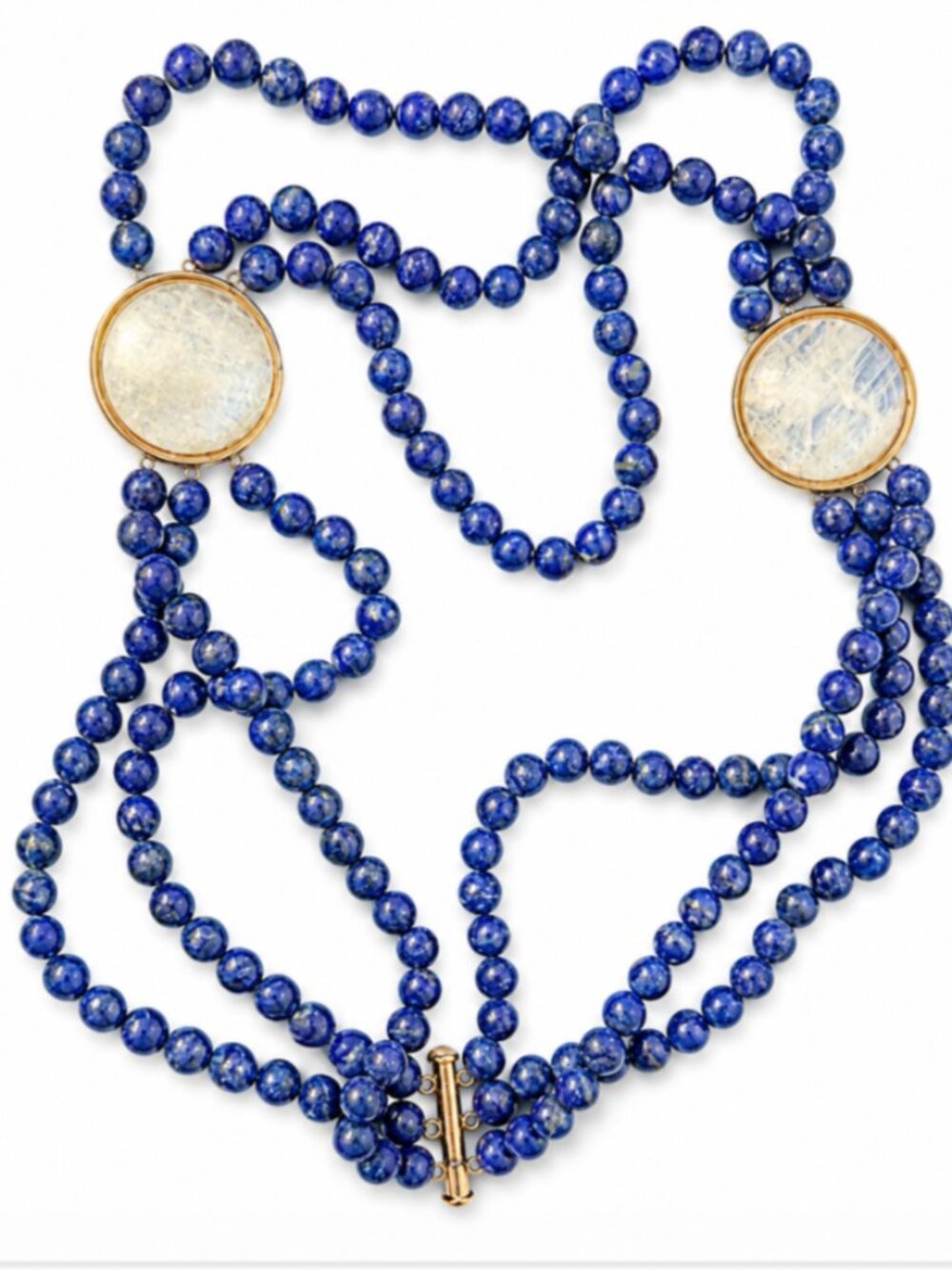 Carol Brody Rarities Afghan Lapis Moonstone Station Necklace 18k Vermeil NIB